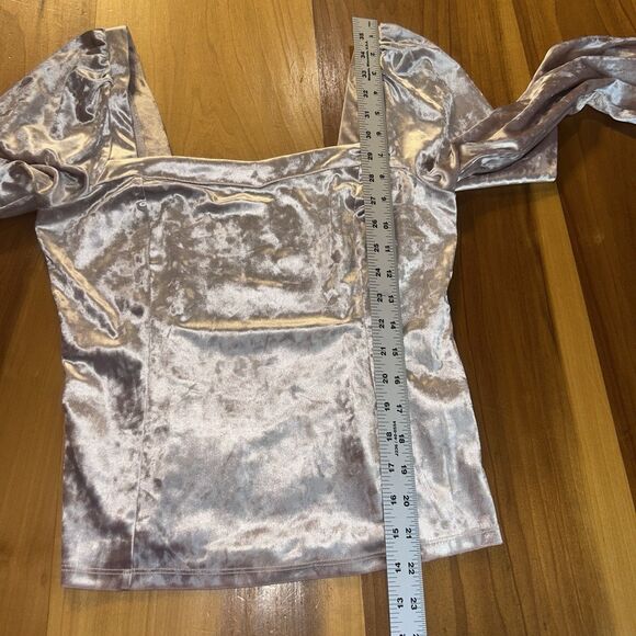 Anthropologie Women’s Blouse Top. Medium. Peasant Style. Velour. Pink. Stretch - Picture 11 of 14